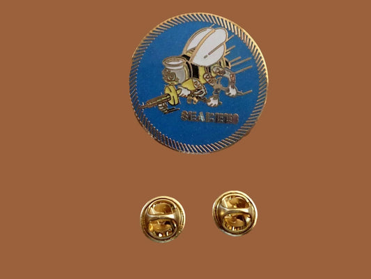 U.S MILITARY NAVY SEABEES LARGE HAT PIN SEABEE ROUND LOGO