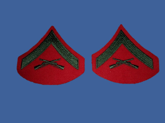 VINTAGE MARINE CORPS LANCE CORPORAL SHOULDER PATCHES DRESS UNIFORM CHEVRON