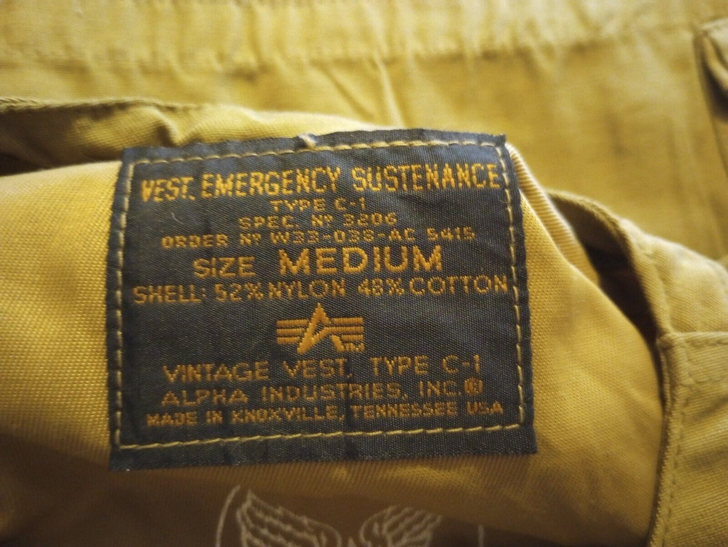 VINTAGE C-1 U.S ARMY AIR FORCE SUSTENANCE SURVIVAL VEST ALPHA INDUSTRIES MEDIUM