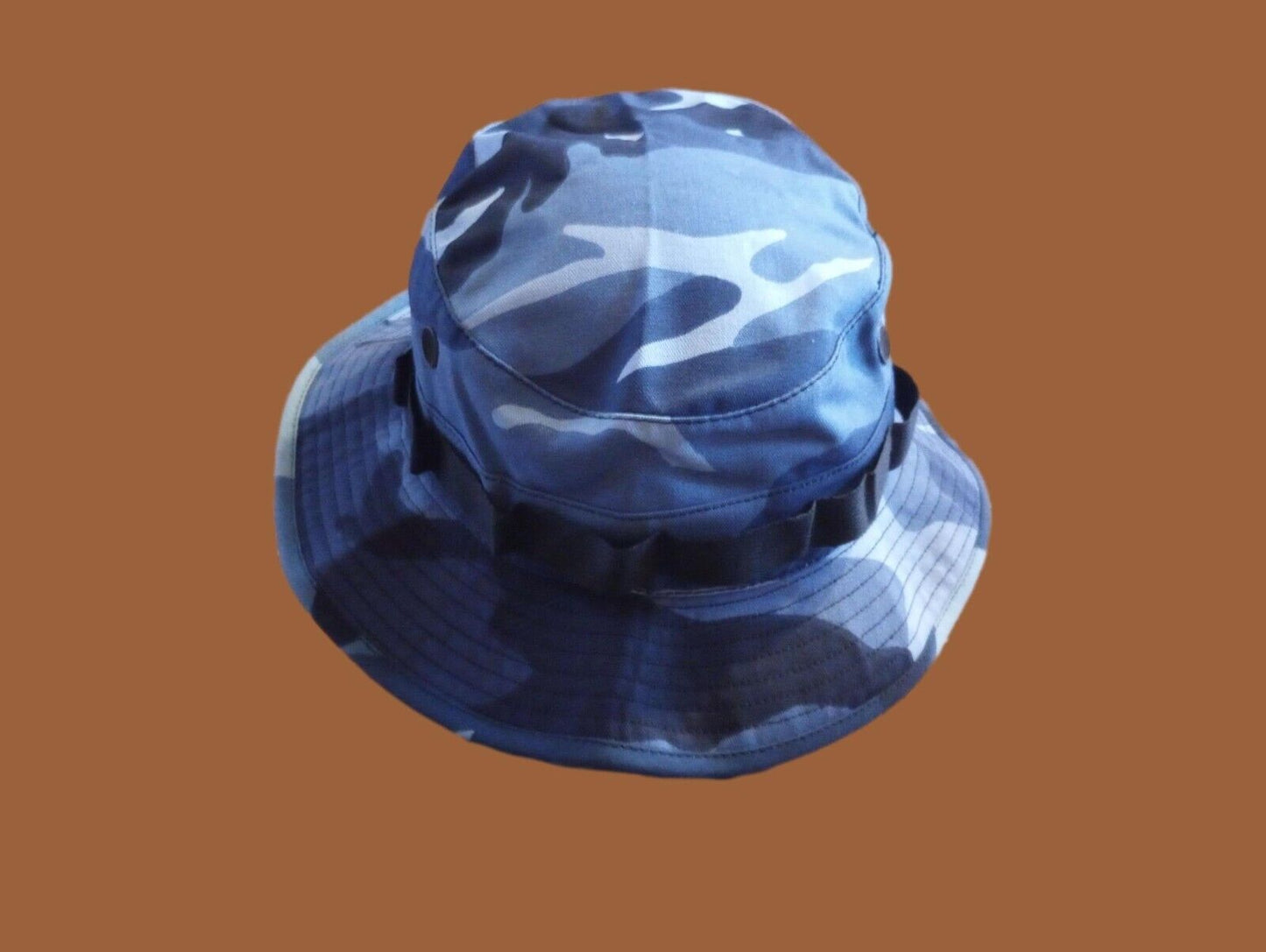 Sky Blue Woodland Camouflage Boonie Hat Type II Sun Hot Weather U.S.A Made