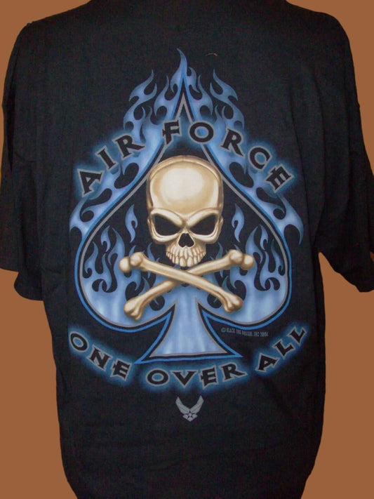 U.S MILITARY AIR FORCE T SHIRT BLACK INK DESIGN USA MADE LARGE