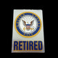 U.S MILITARY NAVY RETIRED WINDOW DECAL STICKER 4" X 3.75" INCHES ROUND