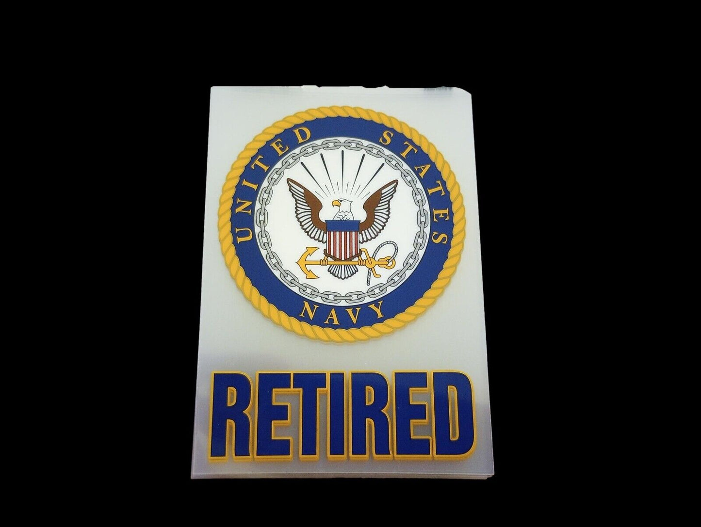 U.S MILITARY NAVY RETIRED WINDOW DECAL STICKER 4" X 3.75" INCHES ROUND