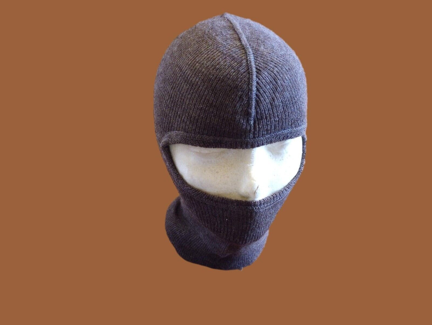 SWISS ARMY MILITARY BALACLAVA  COLD WEATHER WOOL FACE MASK BROWN 1 HOLE SURPLUS