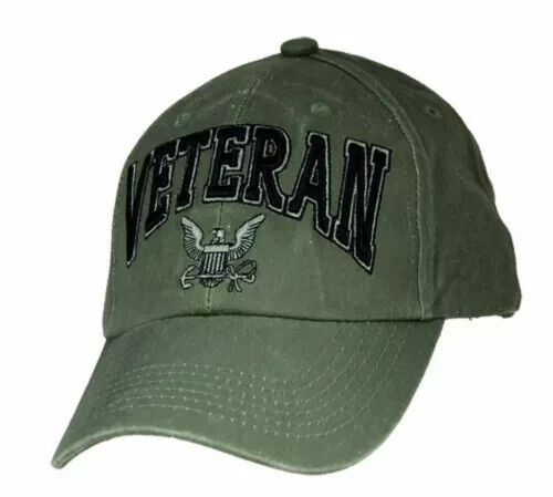 U.S NAVY VETERAN HAT EXTREME EMBROIDERY 3D MILITARY BALL CAP OD GREEN DISTRESSED