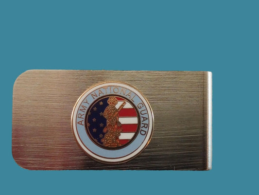 U.S MILITARY ARMY NATIONAL GUARD STAINLESS MONEY CLIP U.S.A MADE