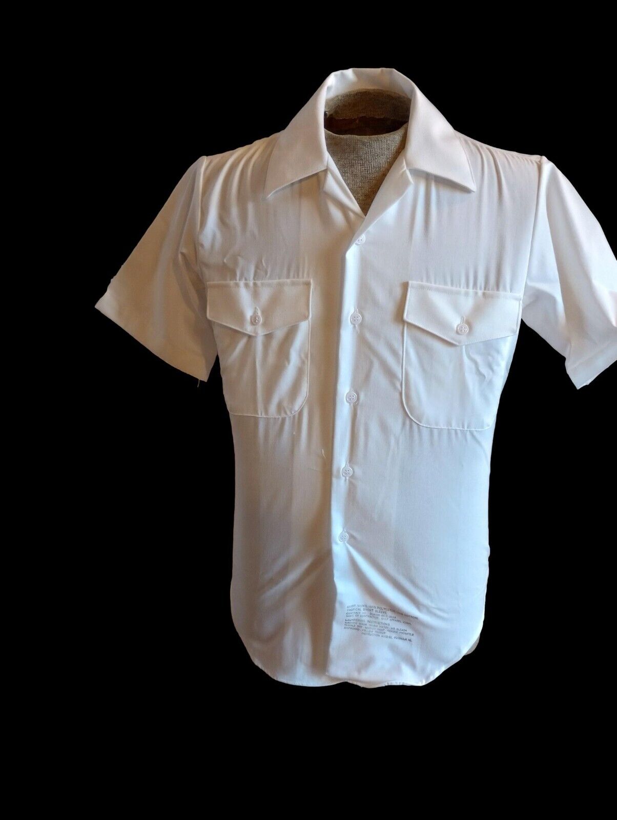 MILITARY ISSUE NAVY MEN'S WHITE DRESS SHIRT SHORT SLEEVE SMALL SIZE 15 1/2 NOS