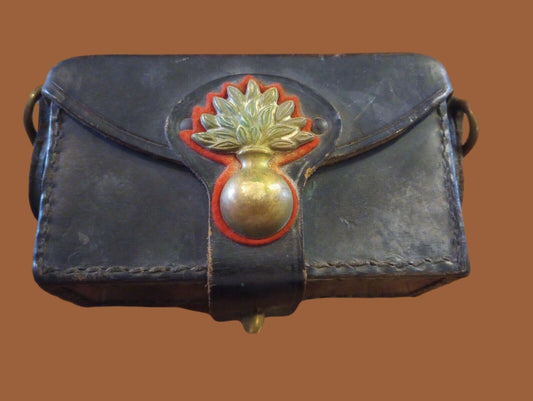 Italian Carabinieri Leather Carcano Cartridge Pouch with leather shoulder strap