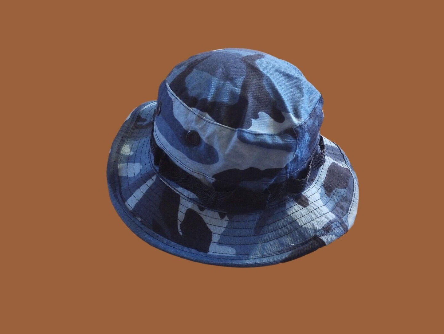 Sky Blue Woodland Camouflage Boonie Hat Type II Sun Hot Weather U.S.A Made