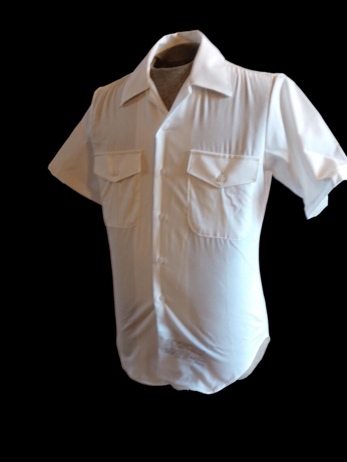 MILITARY ISSUE NAVY MEN'S WHITE DRESS SHIRT SHORT SLEEVE SMALL SIZE 15 1/2 NOS