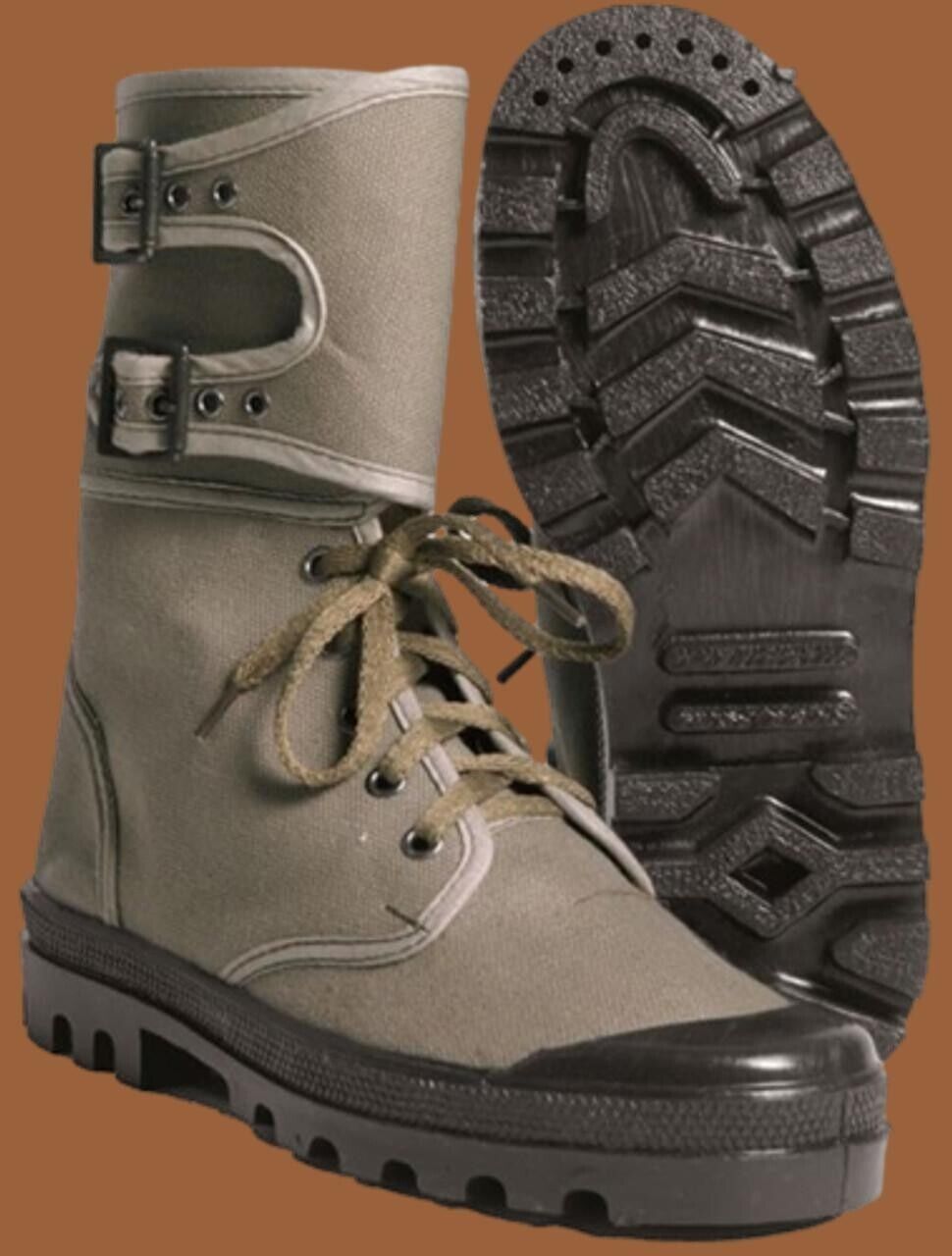 FRENCH STYLE JUNGLE COMBAT BOOT CANVAS COMMANDO BUCKLE TOP