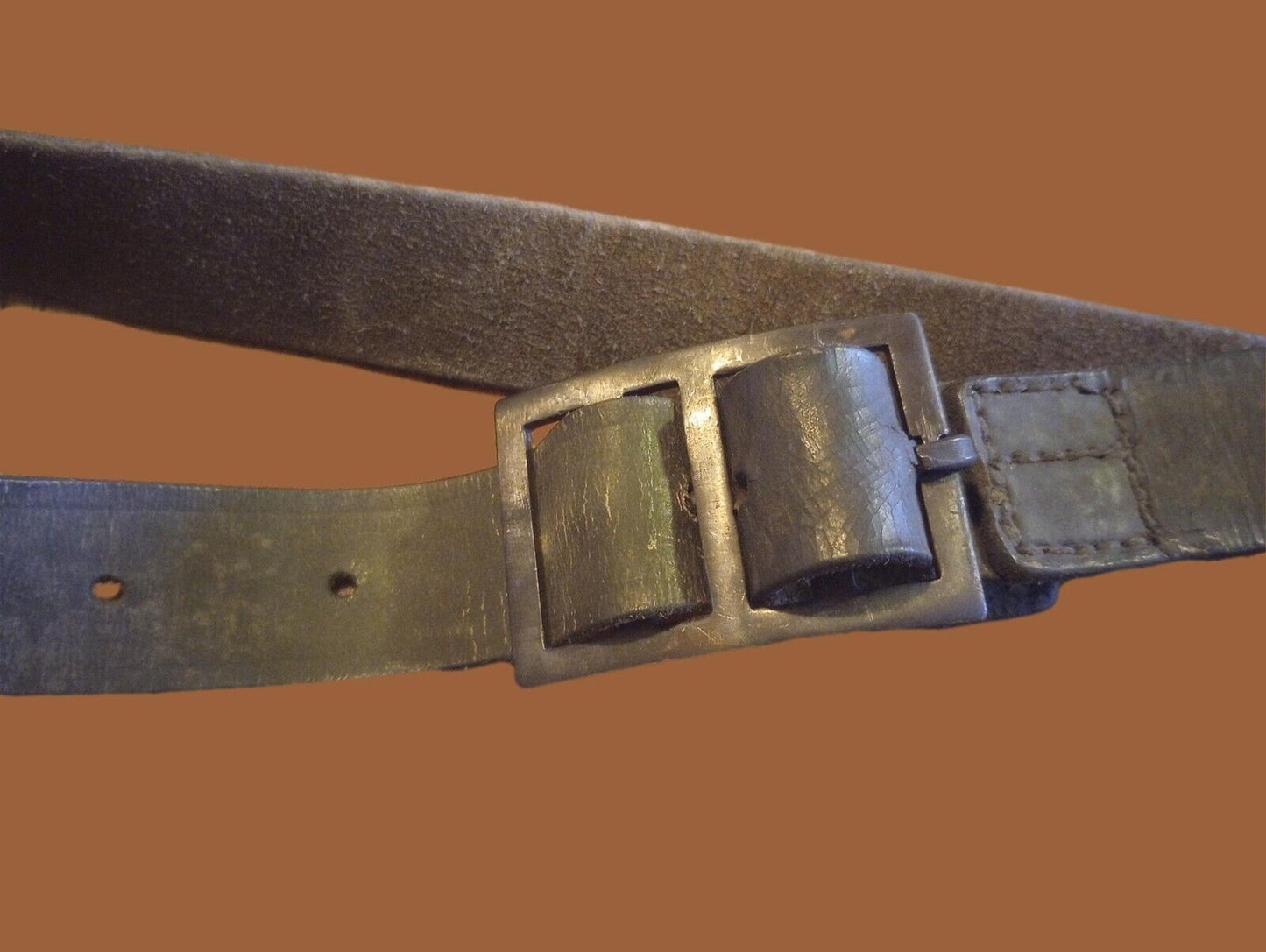 WWII ITALIAN CARCANO M-1891 LEATHER COMBAT BELT WITH BUCKLE ORIGINAL