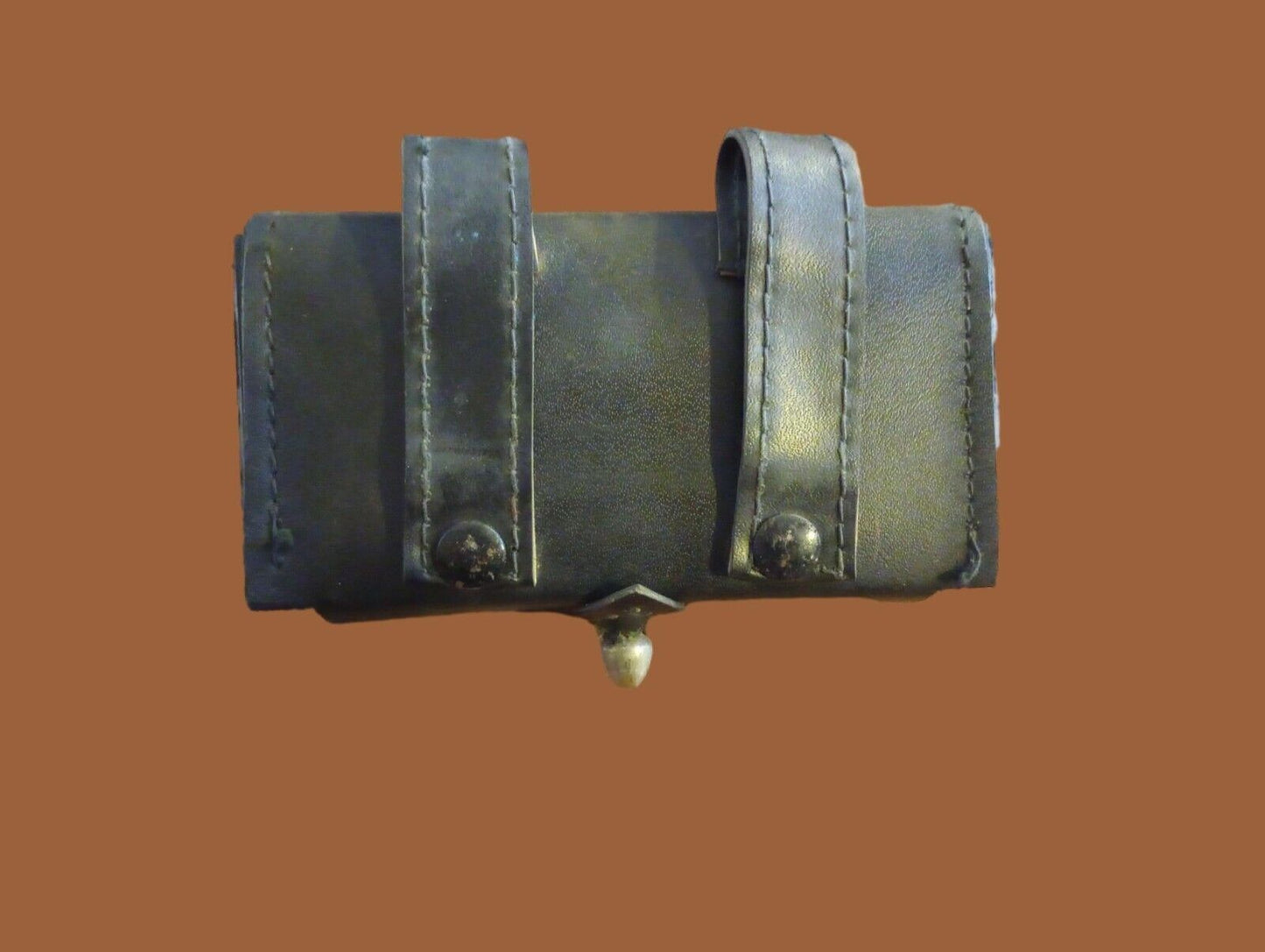 ORIGINAL ITALIAN MILITARY BLACK LEATHER POUCH