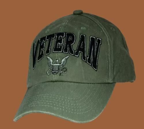 U.S NAVY VETERAN HAT EXTREME EMBROIDERY 3D MILITARY BALL CAP OD GREEN DISTRESSED