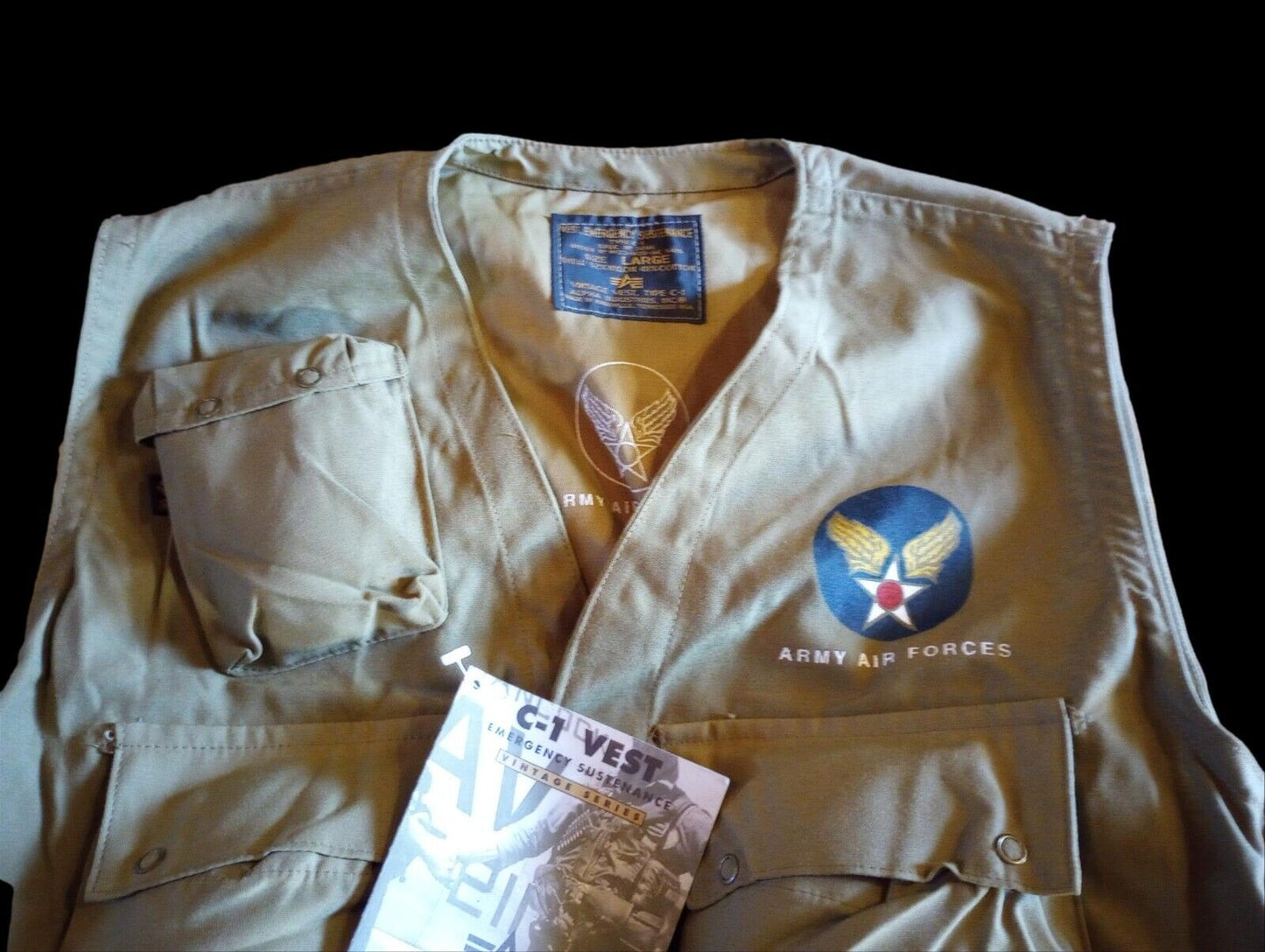 VINTAGE C-1 U.S ARMY AIR FORCE SUSTENANCE SURVIVAL VEST ALPHA INDUSTRIES MEDIUM