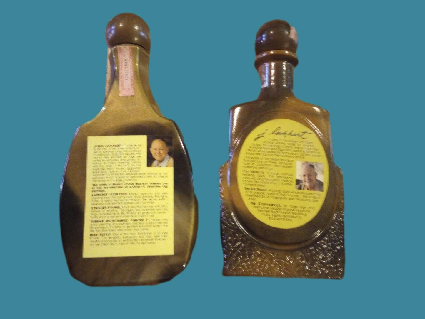 Two Vintage Beams Whiskey Bottles James Lockhart Decanter Empty  Vol XII & XVI