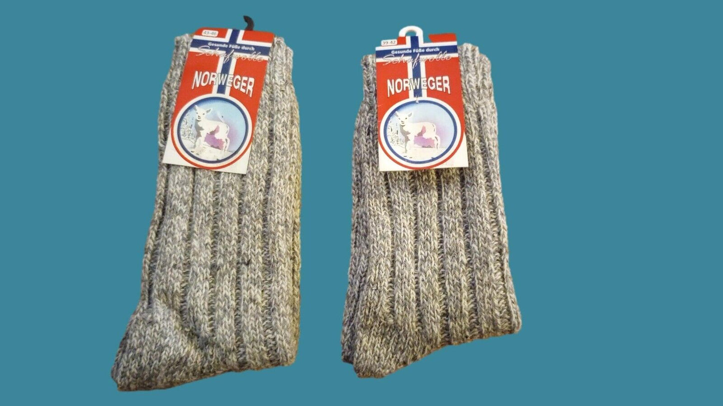 Norwegian Sheep Wool Boot Socks Grey Fleck Hiking Camping Cold Weather Sock.