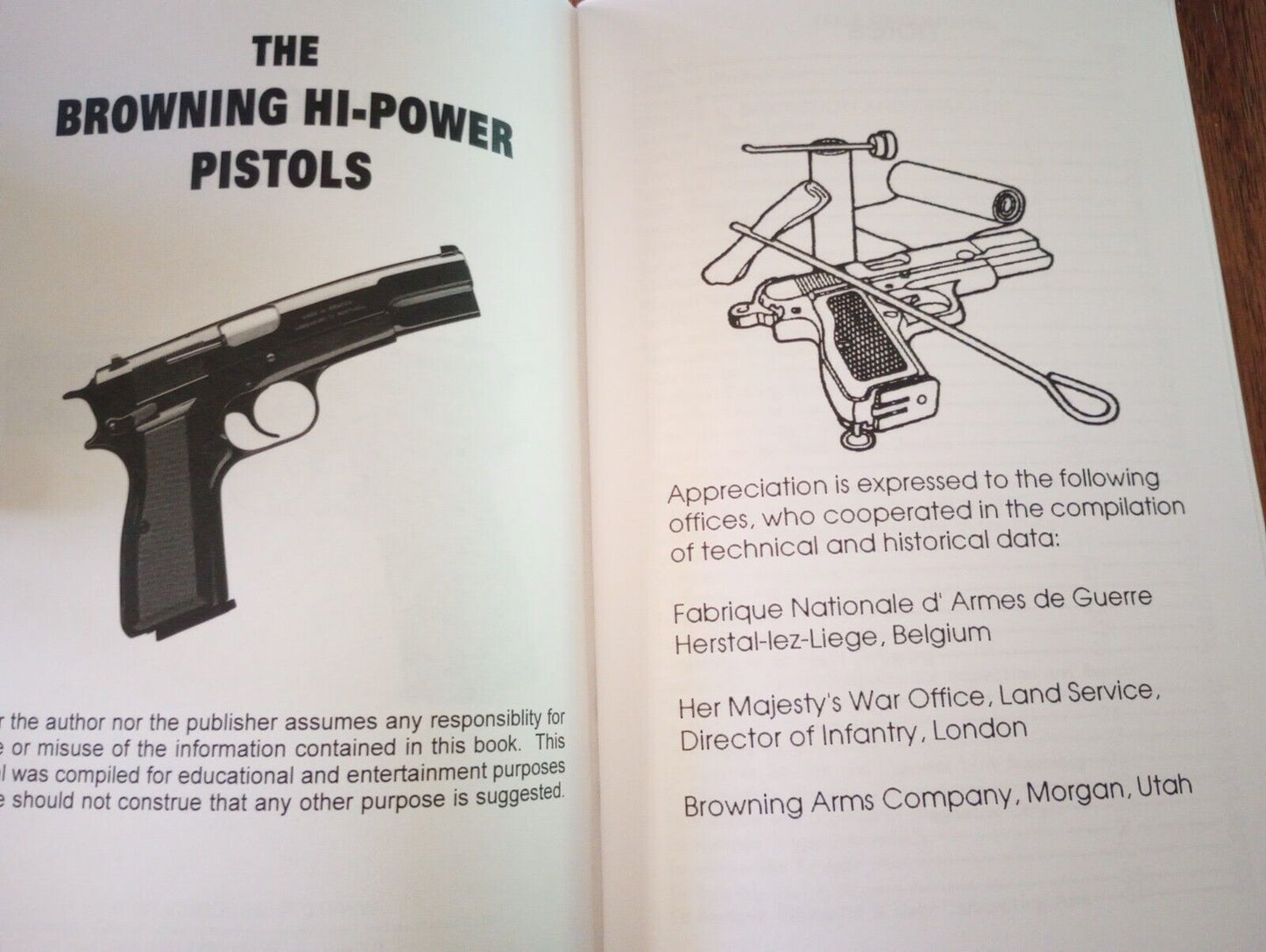 BROWNING HI-POWER PISTOLS OPERATORS MAINTENANCE REPAIR MANUAL HANDBOOK NEW