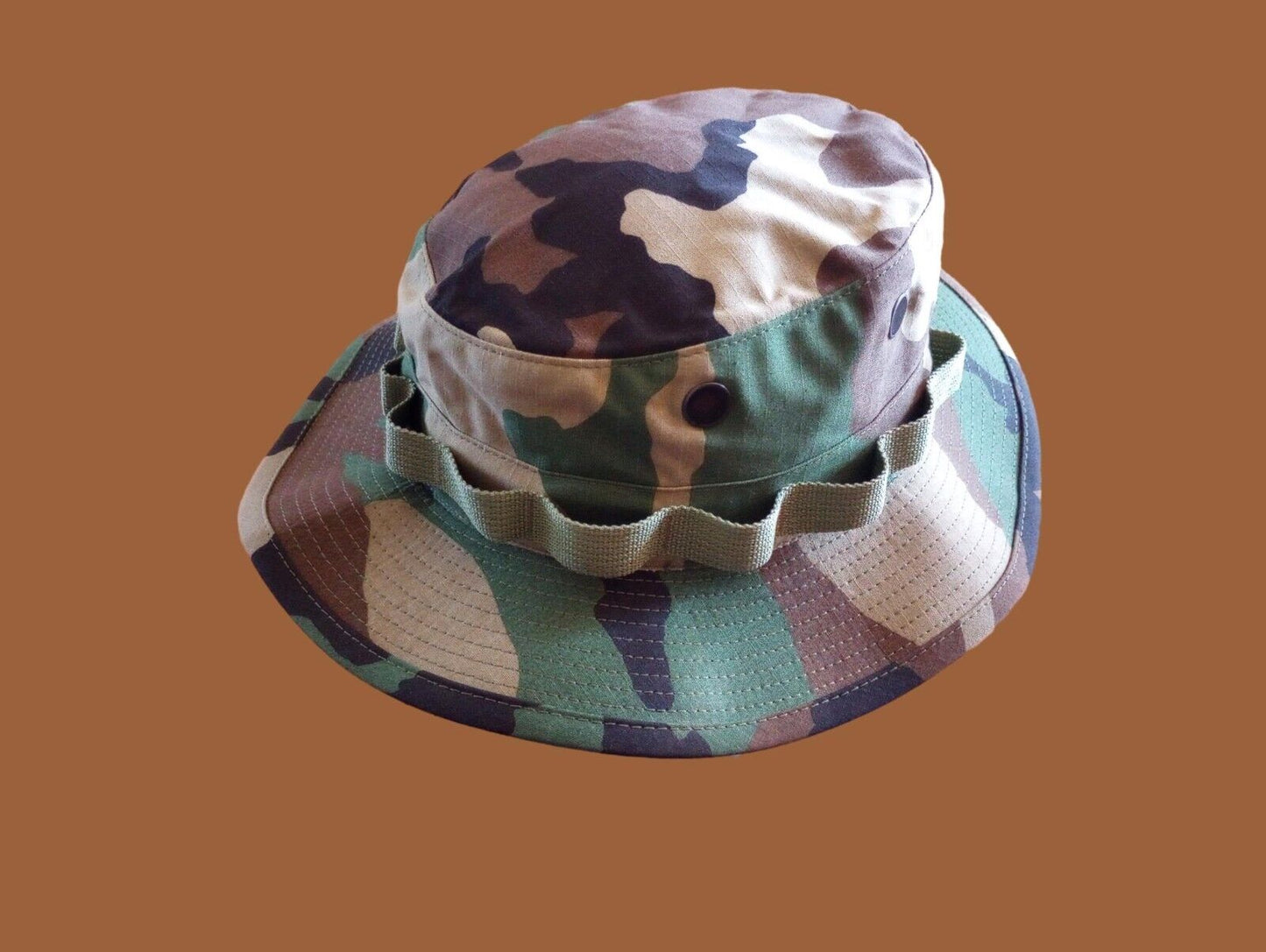 U.S Military Woodland Camouflage Boonie Hat Rip-Stop Sun Hot Weather U.S.A Made