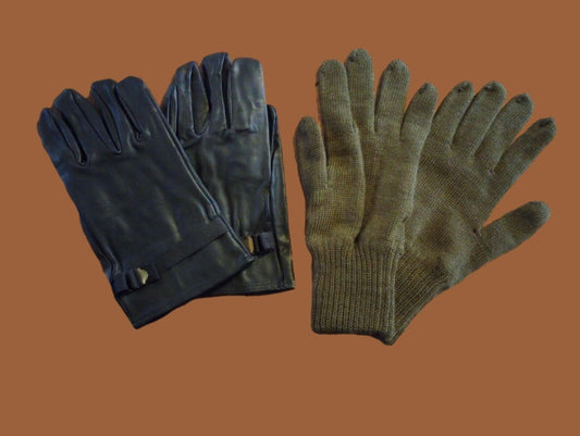 BELGIAN MILITARY D-3A LEATHER GLOVES COLD WET WEATHER WITH LINERS LARGE