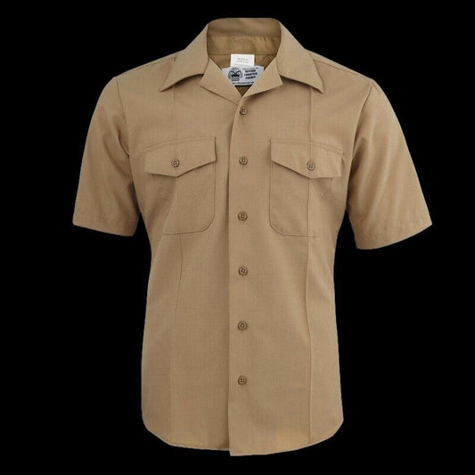 U.S MILITARY ISSUE NAVY MEN'S KHAKI DRESS SHIRT SHORT SLEEVE X-LARGE SIZE 18.5