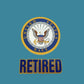 U.S MILITARY NAVY RETIRED WINDOW DECAL STICKER 4" X 3.75" INCHES ROUND