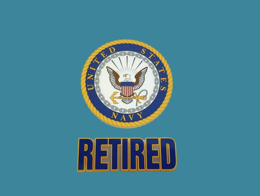 U.S MILITARY NAVY RETIRED WINDOW DECAL STICKER 4" X 3.75" INCHES ROUND