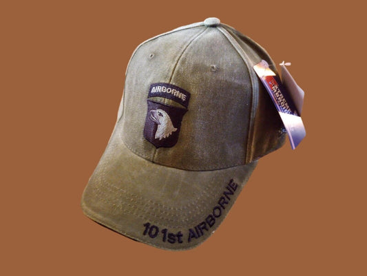 ARMY 101st AIRBORNE HAT EMBROIDERED U.S MILITARY CAP OD GREEN STONEWASHED