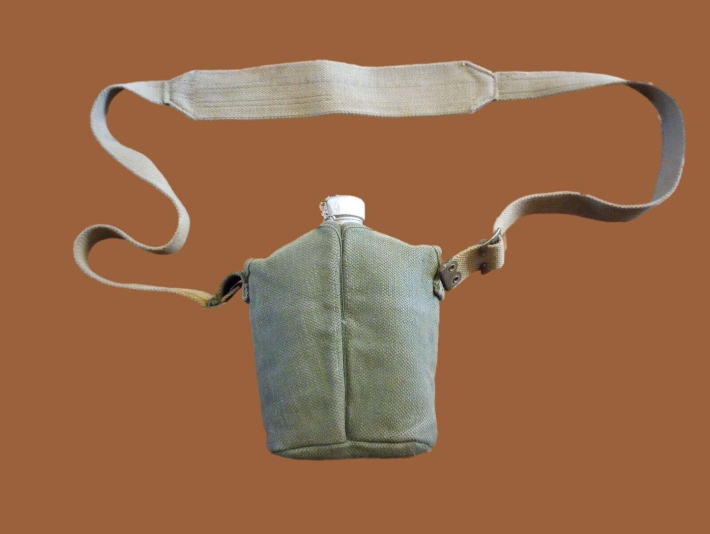 Vintage Military Canteen With Shoulder Strap And Cover Original Surplus