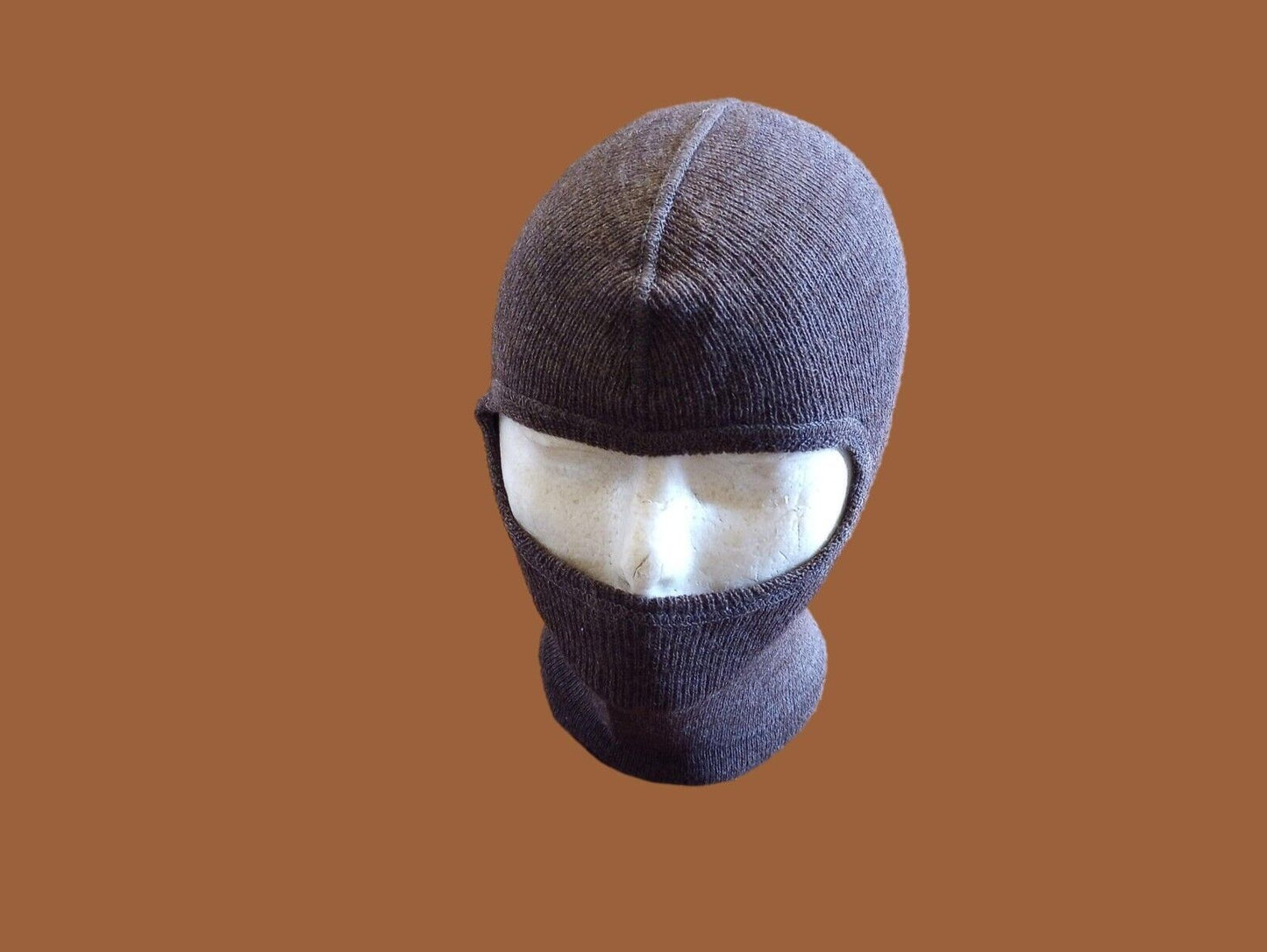 SWISS ARMY MILITARY BALACLAVA  COLD WEATHER WOOL FACE MASK BROWN 1 HOLE SURPLUS