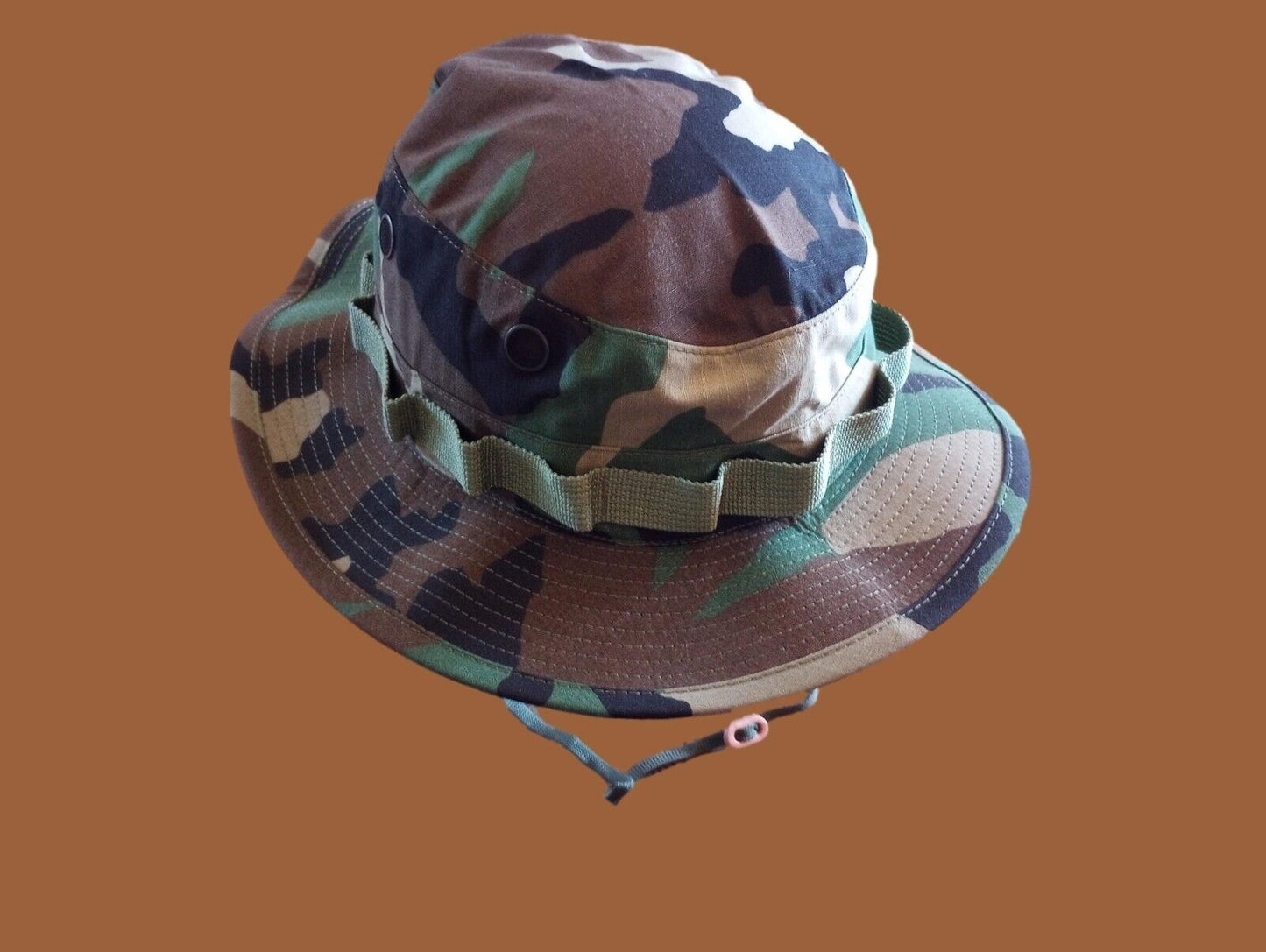 U.S Military Woodland Camouflage Boonie Hat Rip-Stop Sun Hot Weather U.S.A Made