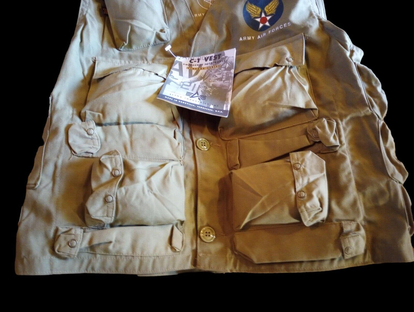 VINTAGE C-1 U.S ARMY AIR FORCE SUSTENANCE SURVIVAL VEST ALPHA INDUSTRIES MEDIUM