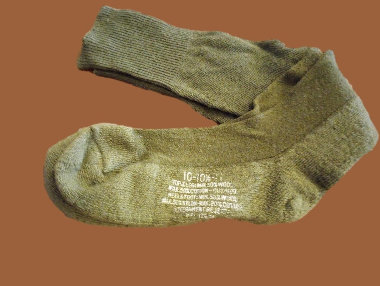 NEW MILITARY ISSUE CUSHION SOLE WOOL SOCKS U.S.A MADE OD GREEN MEDIUM 2 PAIRS