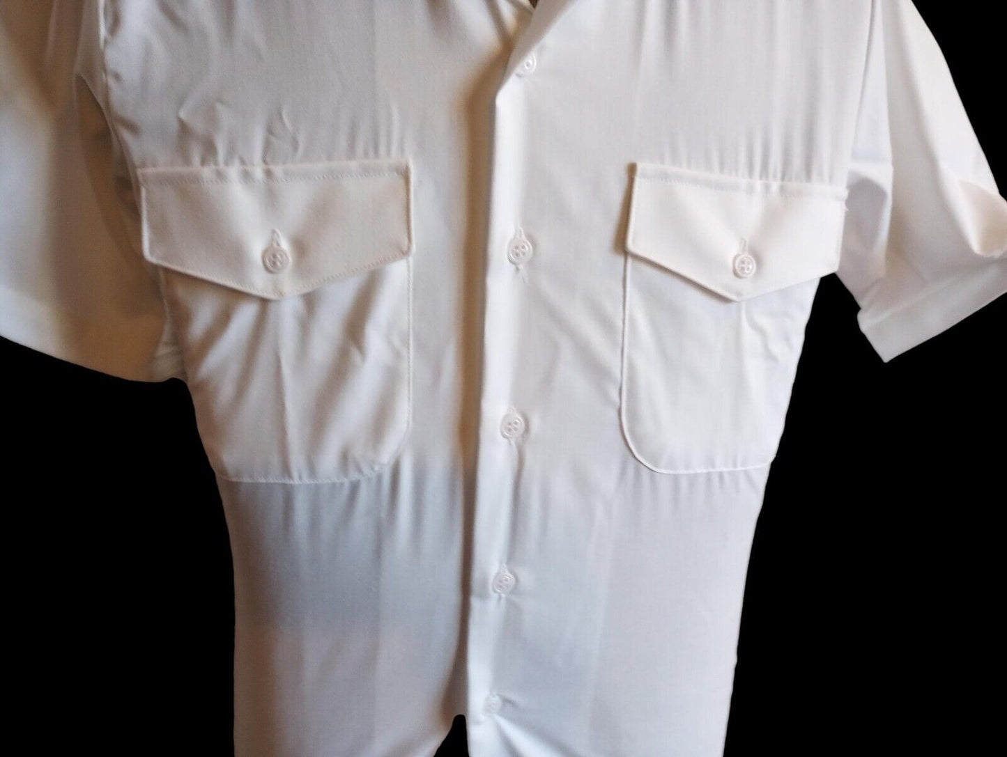 MILITARY ISSUE NAVY MEN'S WHITE DRESS SHIRT SHORT SLEEVE SMALL SIZE 15 1/2 NOS