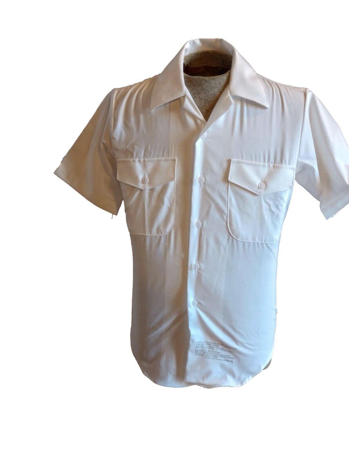 MILITARY ISSUE NAVY MEN'S WHITE DRESS SHIRT SHORT SLEEVE SMALL SIZE 15 1/2 NOS