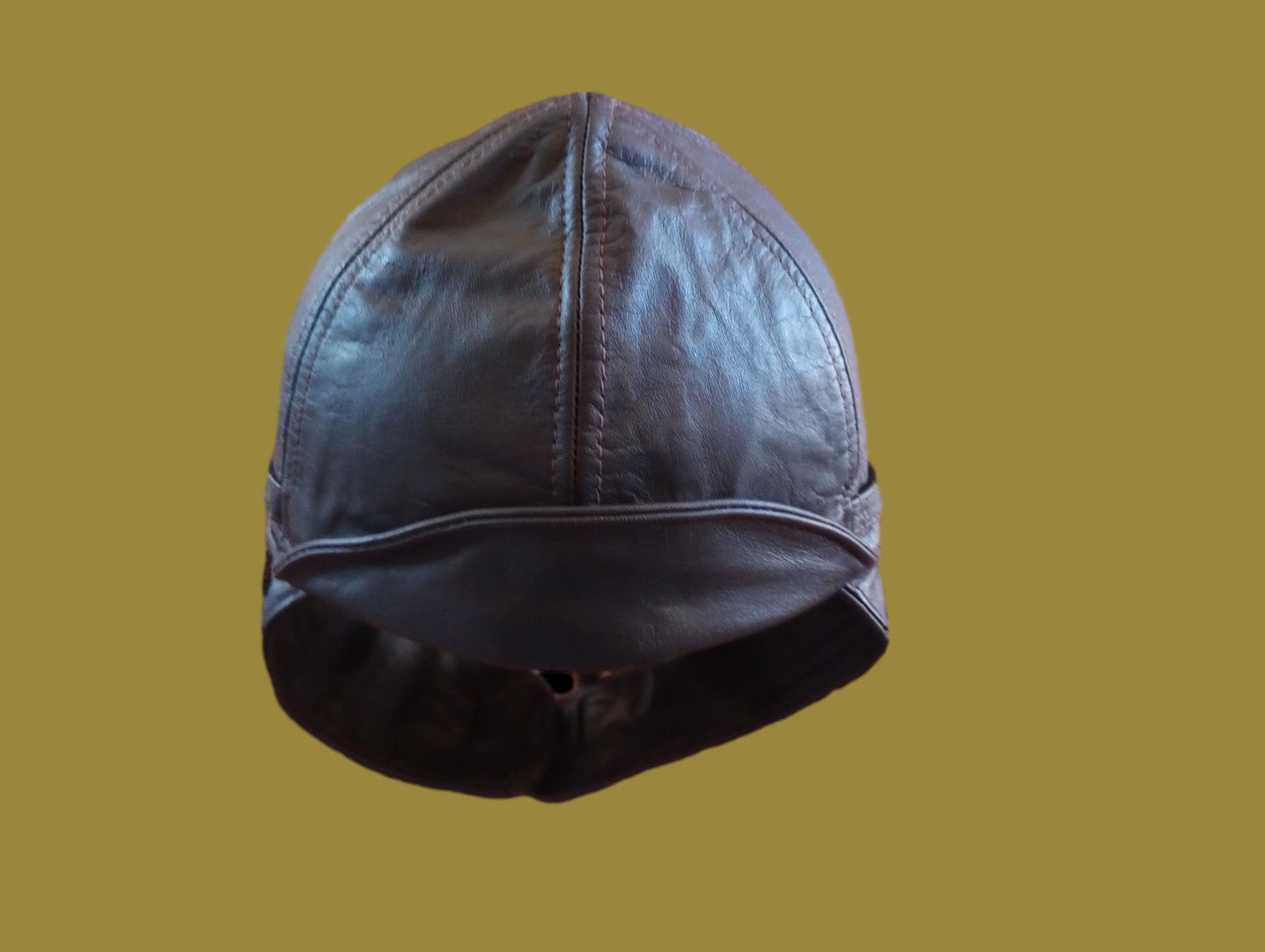 LEATHER AVIATOR HELMET CAP WWII GERMAN BROWN NEW REPRODUCTION LARGE