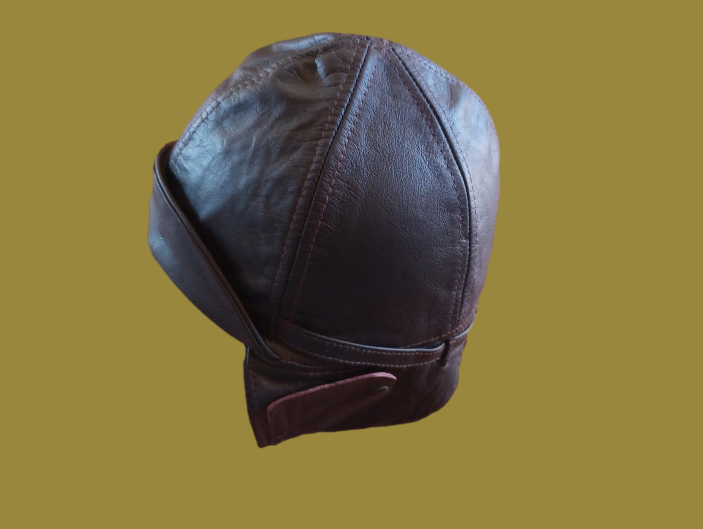 LEATHER AVIATOR HELMET CAP WWII GERMAN BROWN NEW REPRODUCTION LARGE