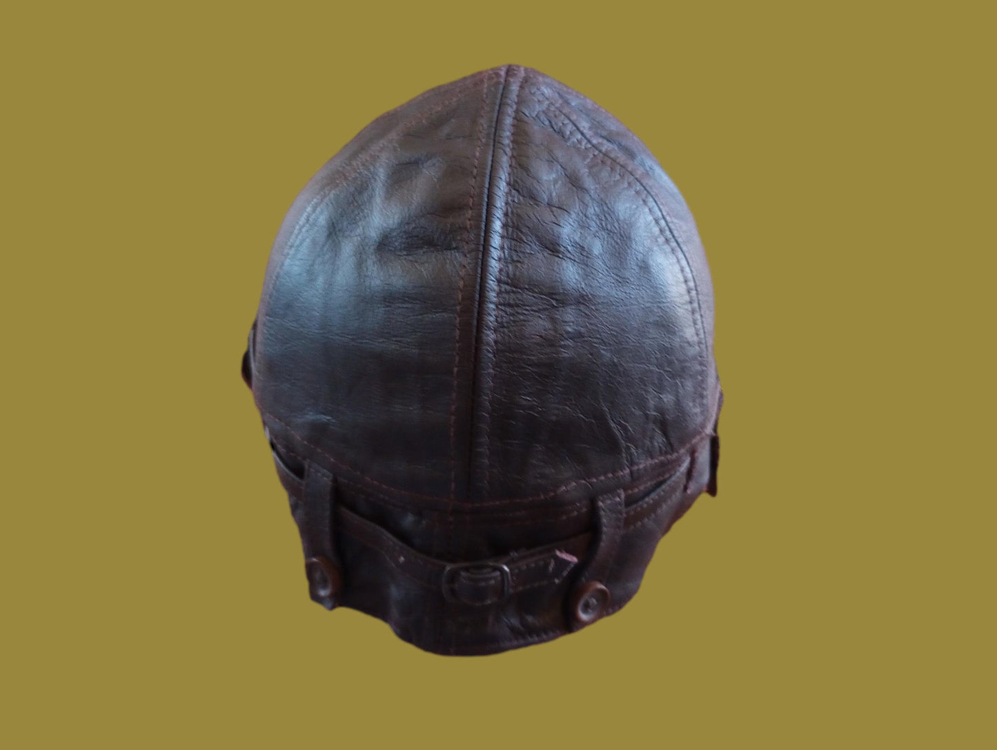 LEATHER AVIATOR HELMET CAP WWII GERMAN BROWN NEW REPRODUCTION LARGE