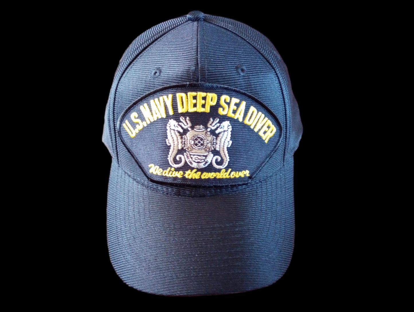 U.S NAVY DEEP SEA DIVER HAT WE DIVE THE WORLD OVER OFFICIAL BALL CAP U.S.A. MADE