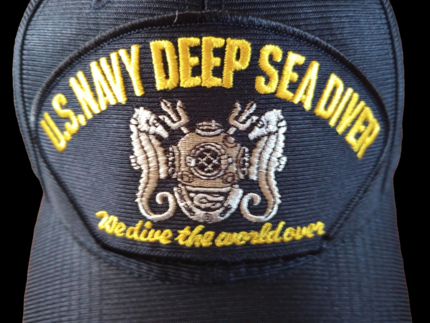 U.S NAVY DEEP SEA DIVER HAT WE DIVE THE WORLD OVER OFFICIAL BALL CAP U.S.A. MADE