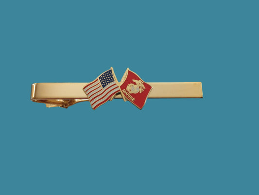 U.S MILITARY MARINE CORPS TIE BAR TIE TAC MARINE CORPS FLAG U.S.A FLAG U.S MADE