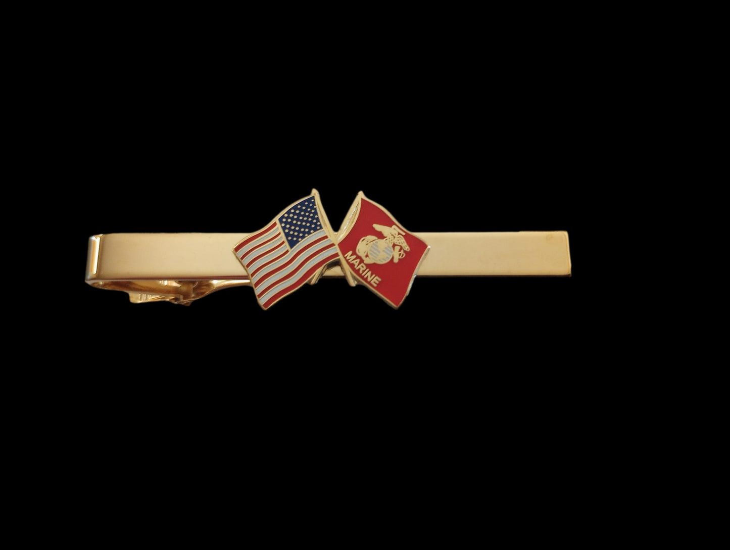 U.S MILITARY MARINE CORPS TIE BAR TIE TAC MARINE CORPS FLAG U.S.A FLAG U.S MADE