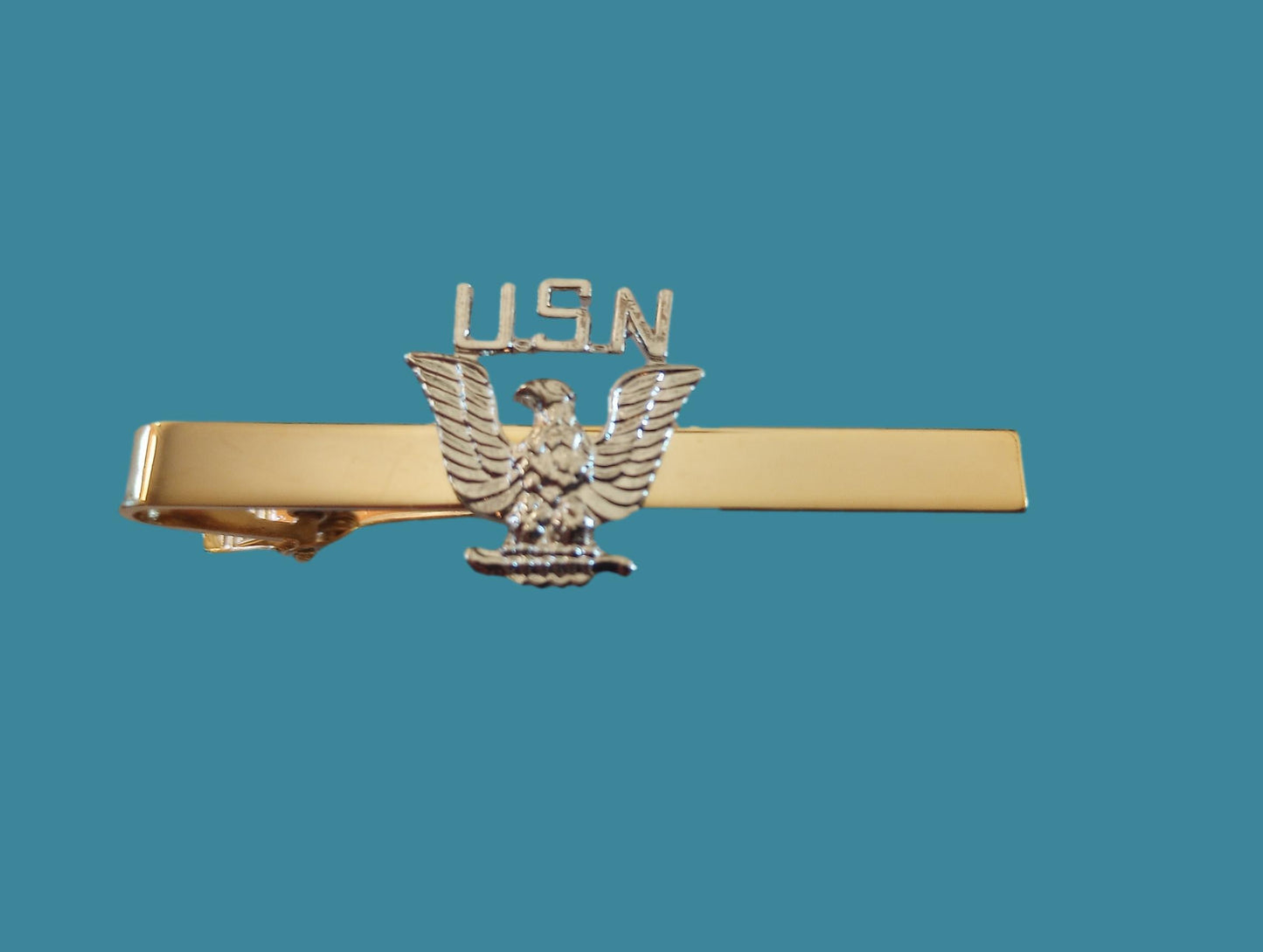 U.S MILITARY NAVY U.S.N EAGLE TIE BAR TIE TAC  CLIP ON U.S.A MADE