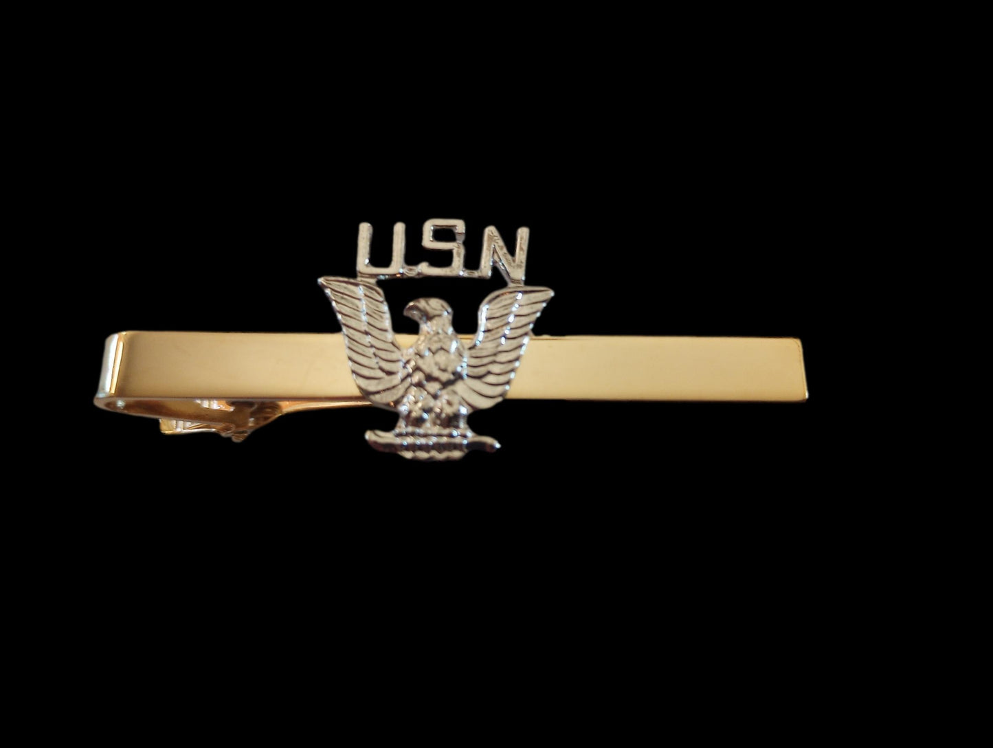 U.S MILITARY NAVY U.S.N EAGLE TIE BAR TIE TAC  CLIP ON U.S.A MADE