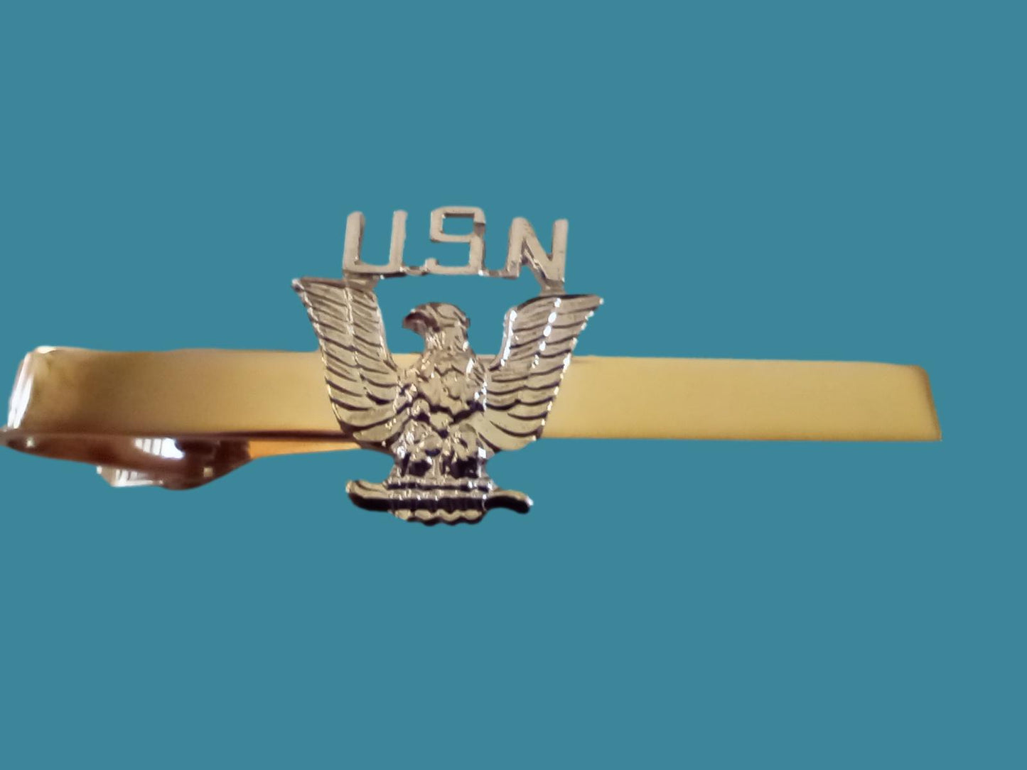 U.S MILITARY NAVY U.S.N EAGLE TIE BAR TIE TAC  CLIP ON U.S.A MADE