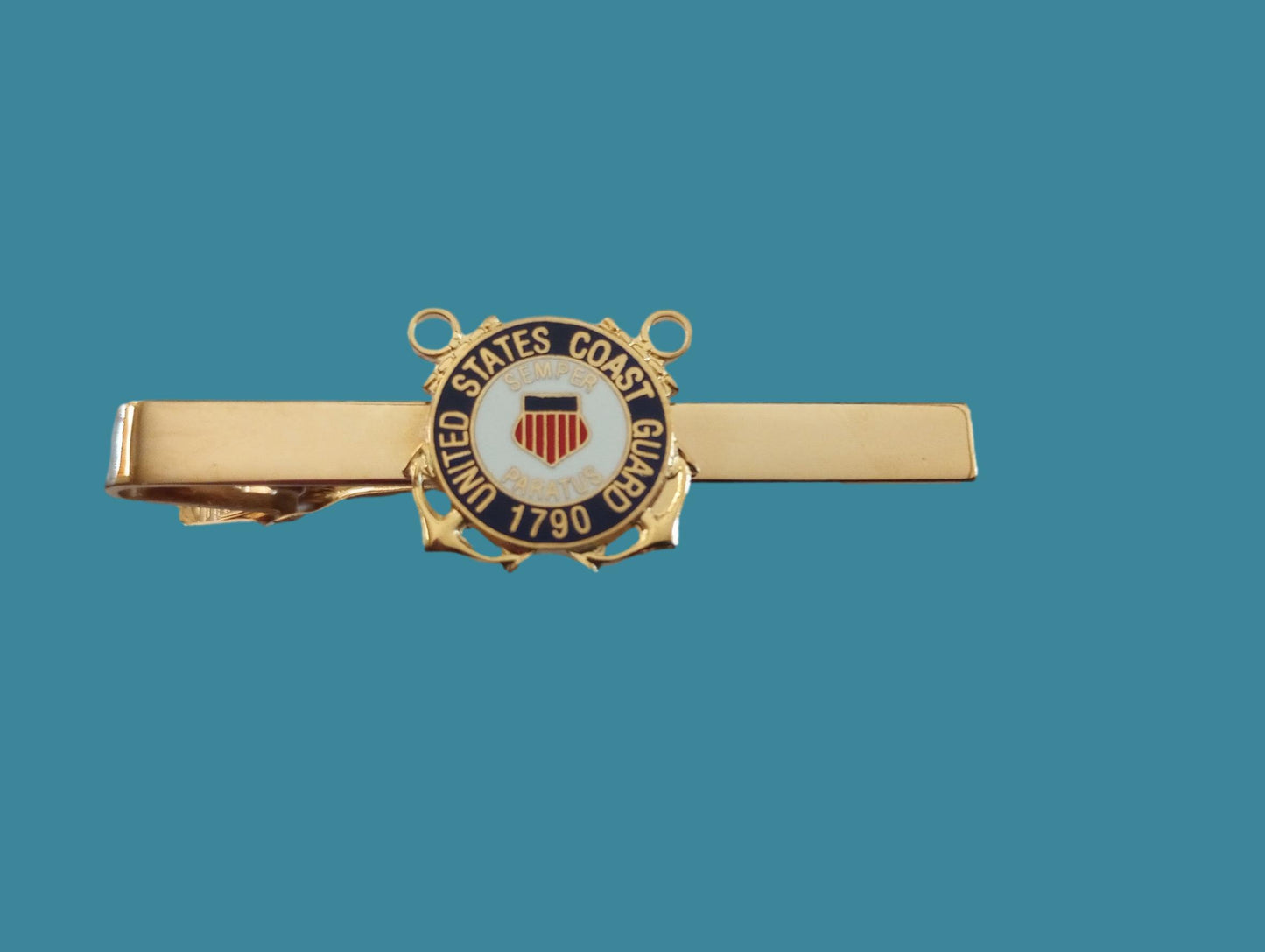 U.S COAST GUARD TIE BAR TIE TAC  CLIP ON STYLE  U.S.A MADE SEMPER PARATUS