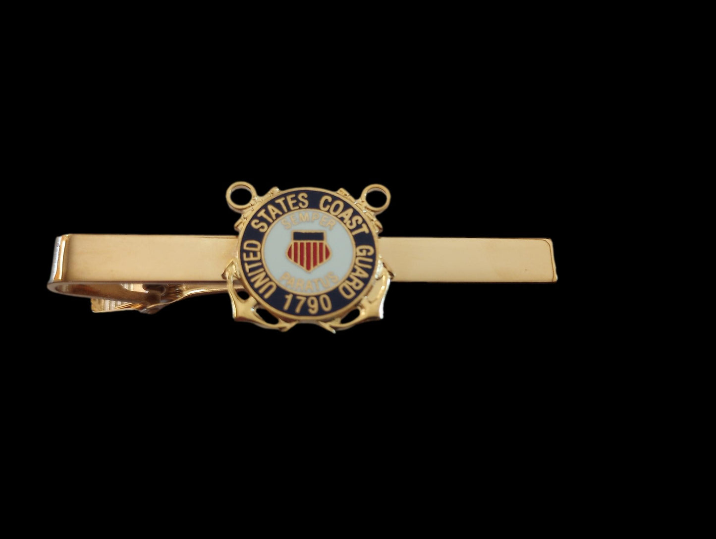 U.S COAST GUARD TIE BAR TIE TAC  CLIP ON STYLE  U.S.A MADE SEMPER PARATUS