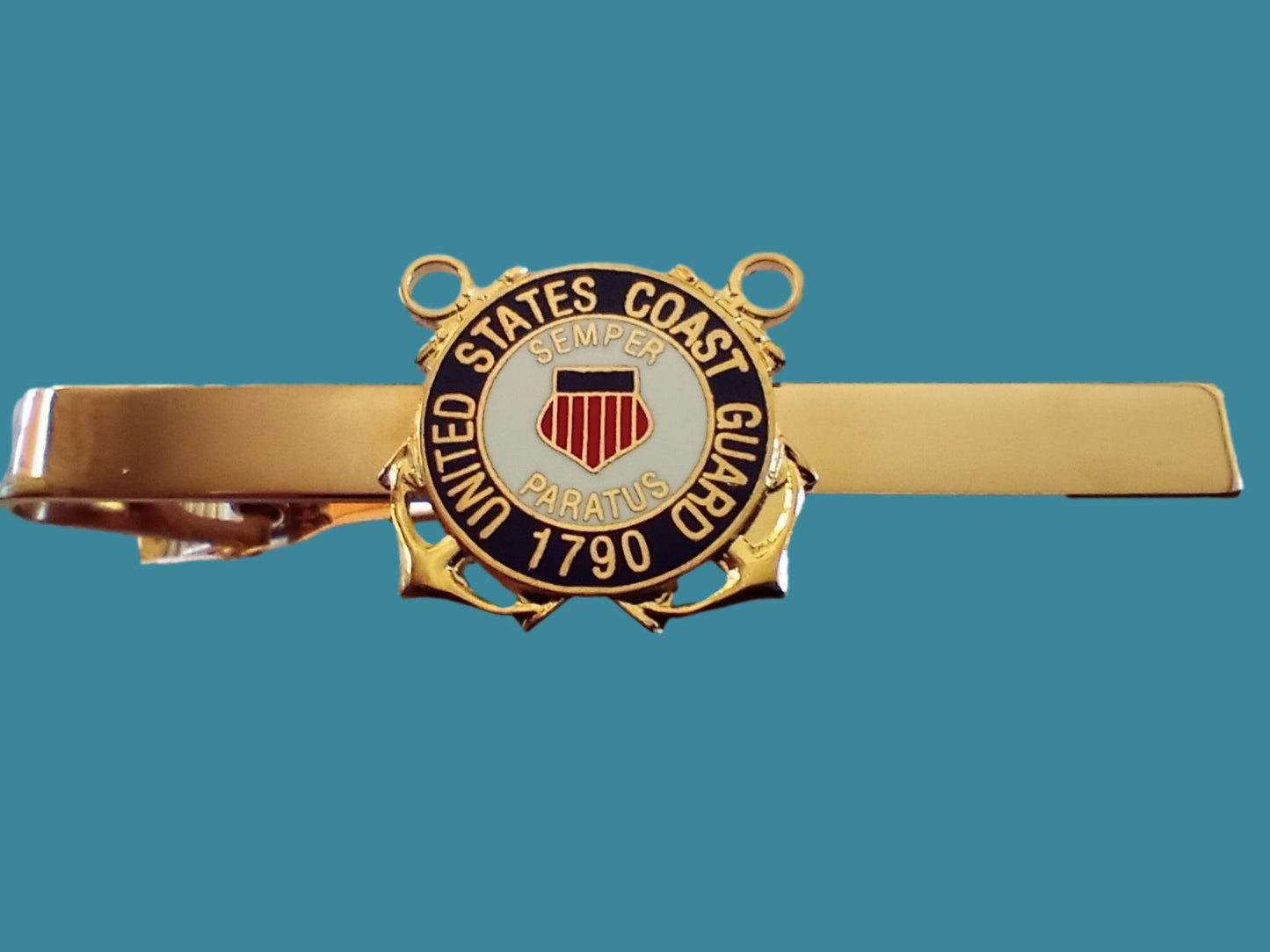 U.S COAST GUARD TIE BAR TIE TAC  CLIP ON STYLE  U.S.A MADE SEMPER PARATUS