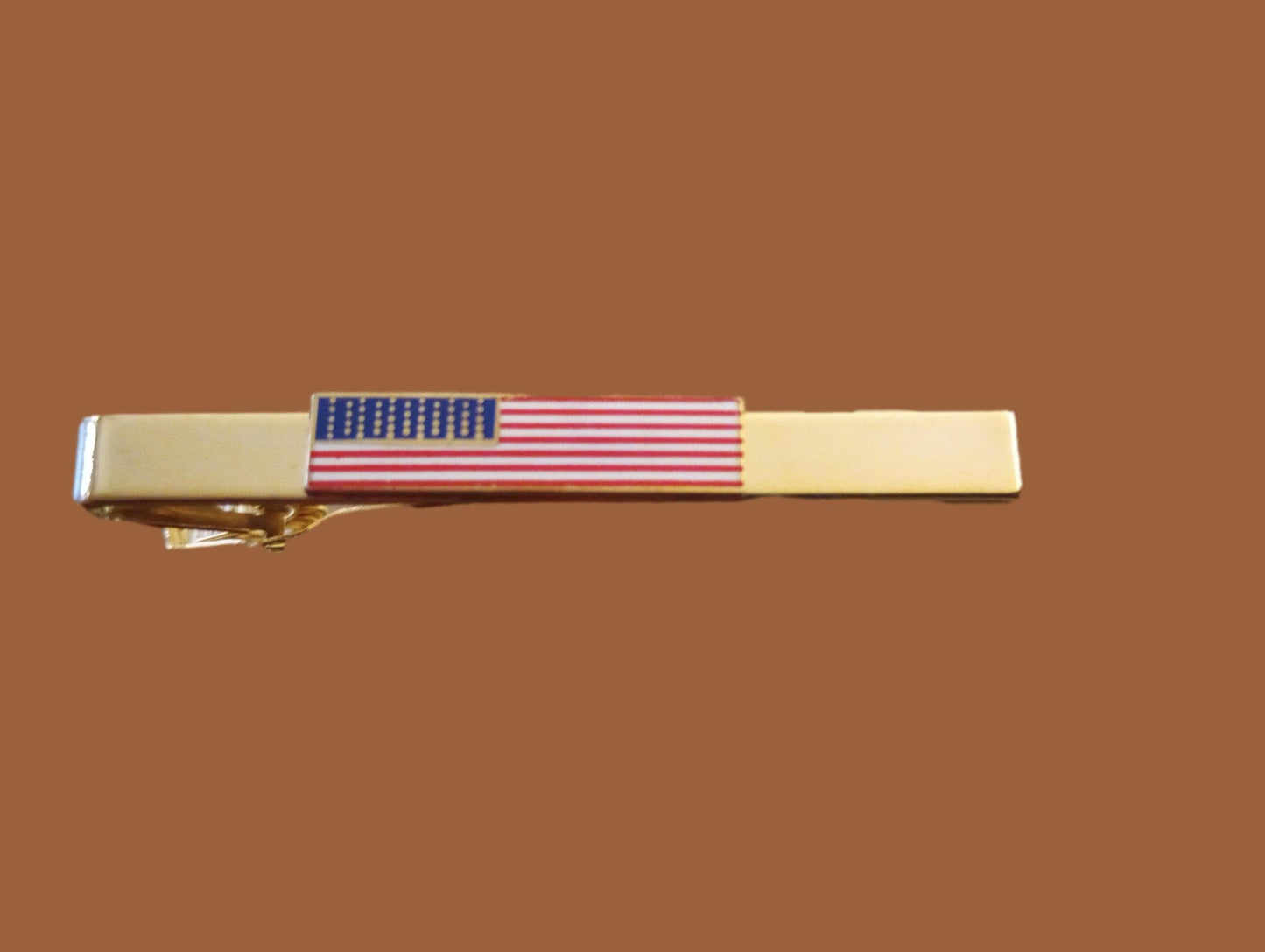 U.S FLAG U.S.A FLAG TIE BAR TIE TAC GOLD COLOR BAR MADE IN THE U.S.A NEW IN BAGS