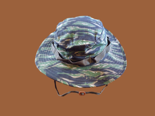 U.S MILITARY STYLE BOONIE HAT TIGER STRIPE CAMOUFLAGE VIETNAM REPRODUCTION 7 3/4